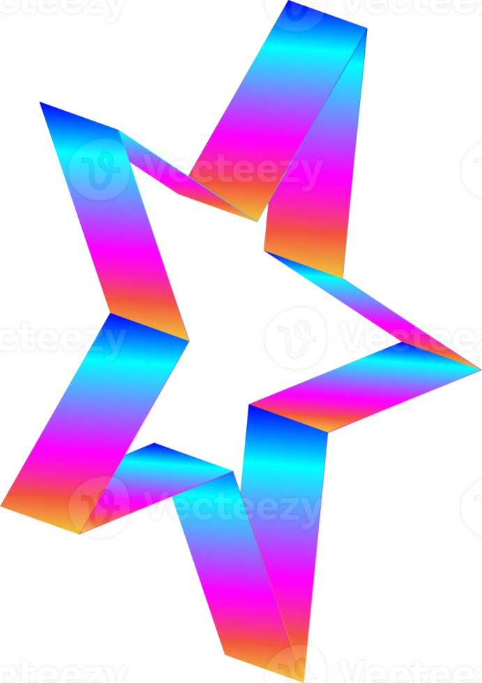 Star shape isometric 3d signs icon element for decoration Christmas png