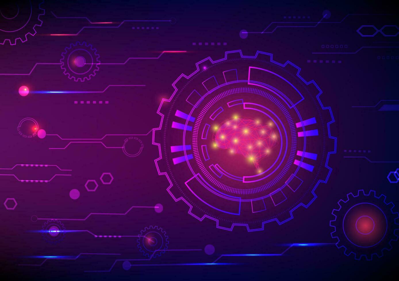 Gear mechanical engineering circuit board technology networking communication online abstract backgrounds vector illustration