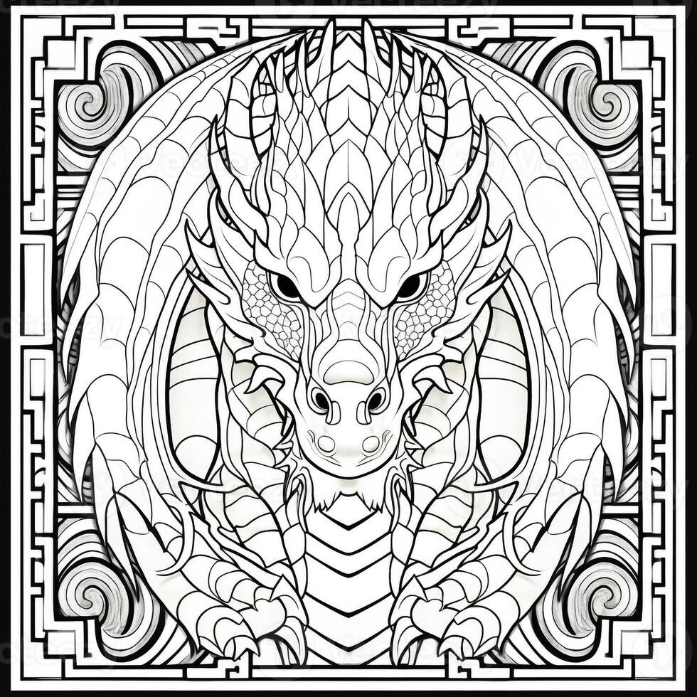 Stained Glass Dragon Coloring Pages 26910309 Stock Photo at Vecteezy