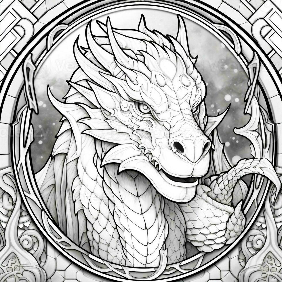 Stained Glass Dragon Coloring Pages photo