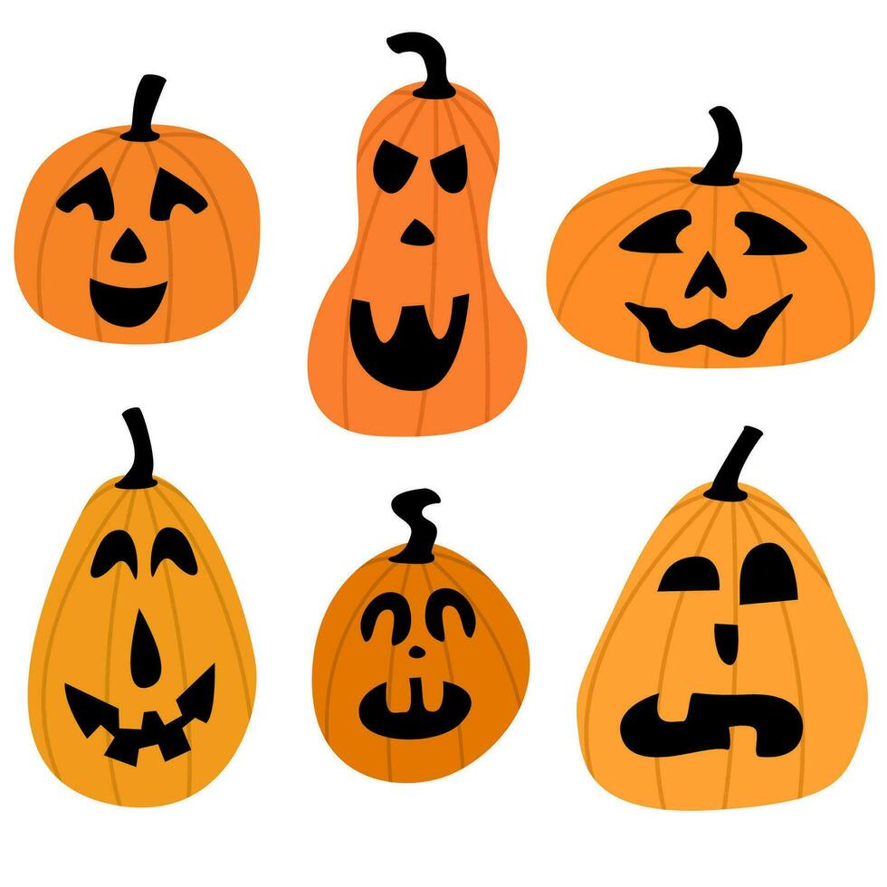 conjunto de Víspera de Todos los Santos calabazas calabaza de diferente formas y colores. otoño calabaza vector