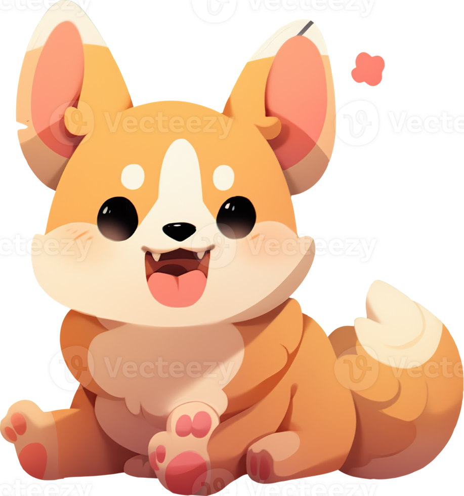 Cute corgi dog cartoon isolated on ground png