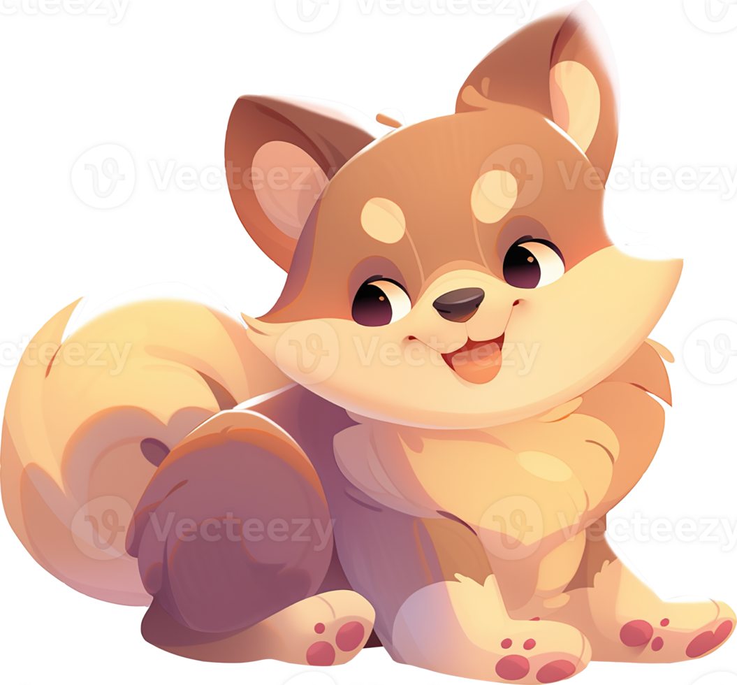 Cute cartoon dog isolated on ground png