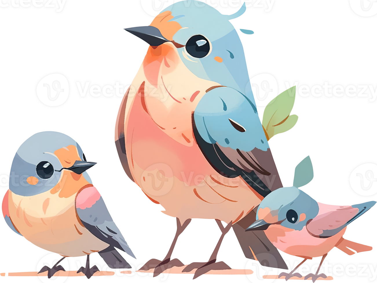 Three birds standing in front of a grid with png
