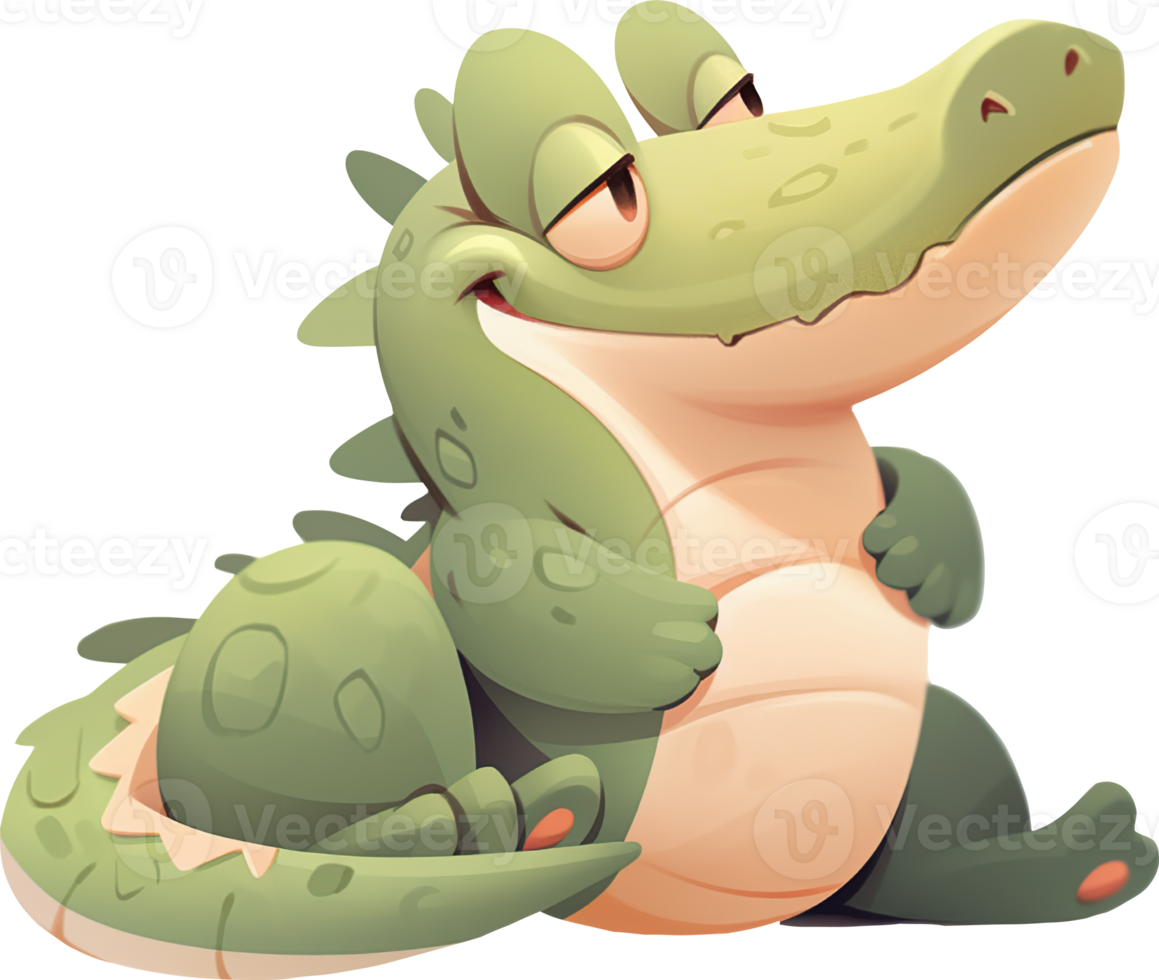 uma desenho animado do uma crocodilo com uma cenário do uma crocodilo em isto com ai gerado png