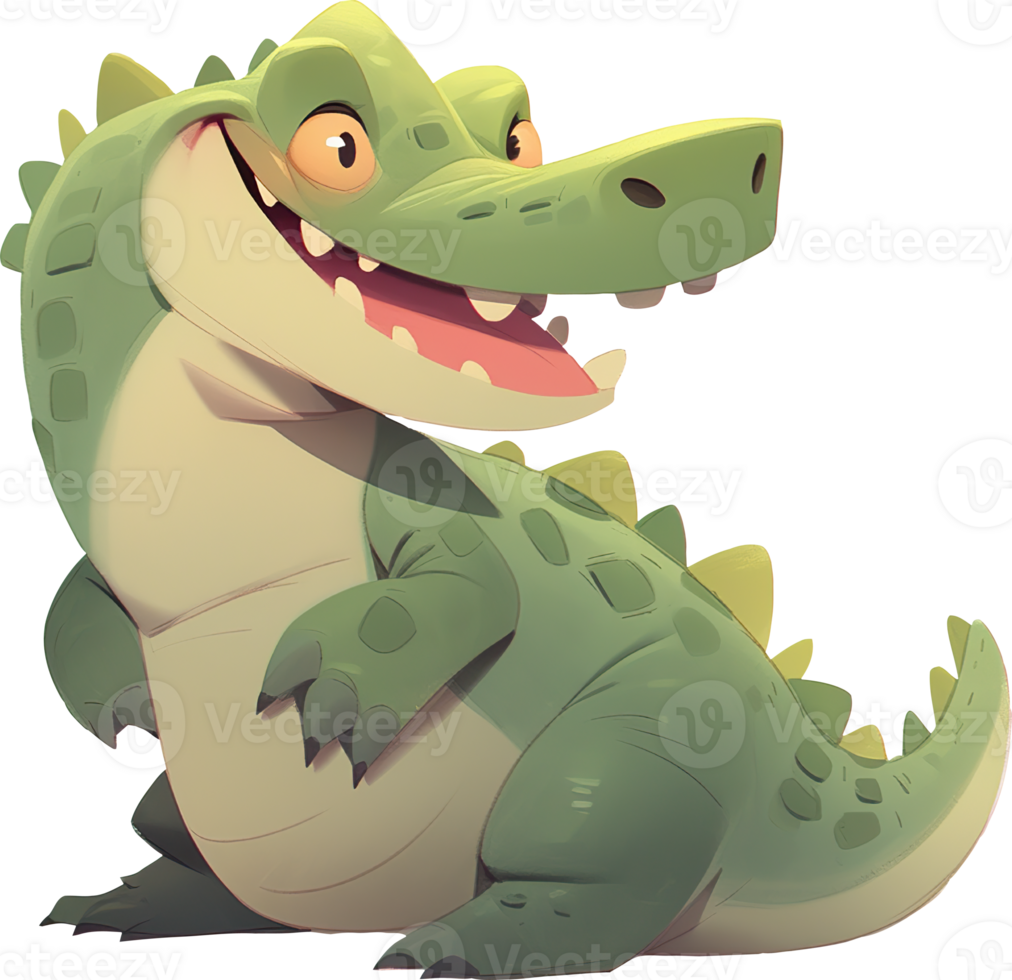 A cartoon of a crocodile with a picture of a crocodile on its back with png