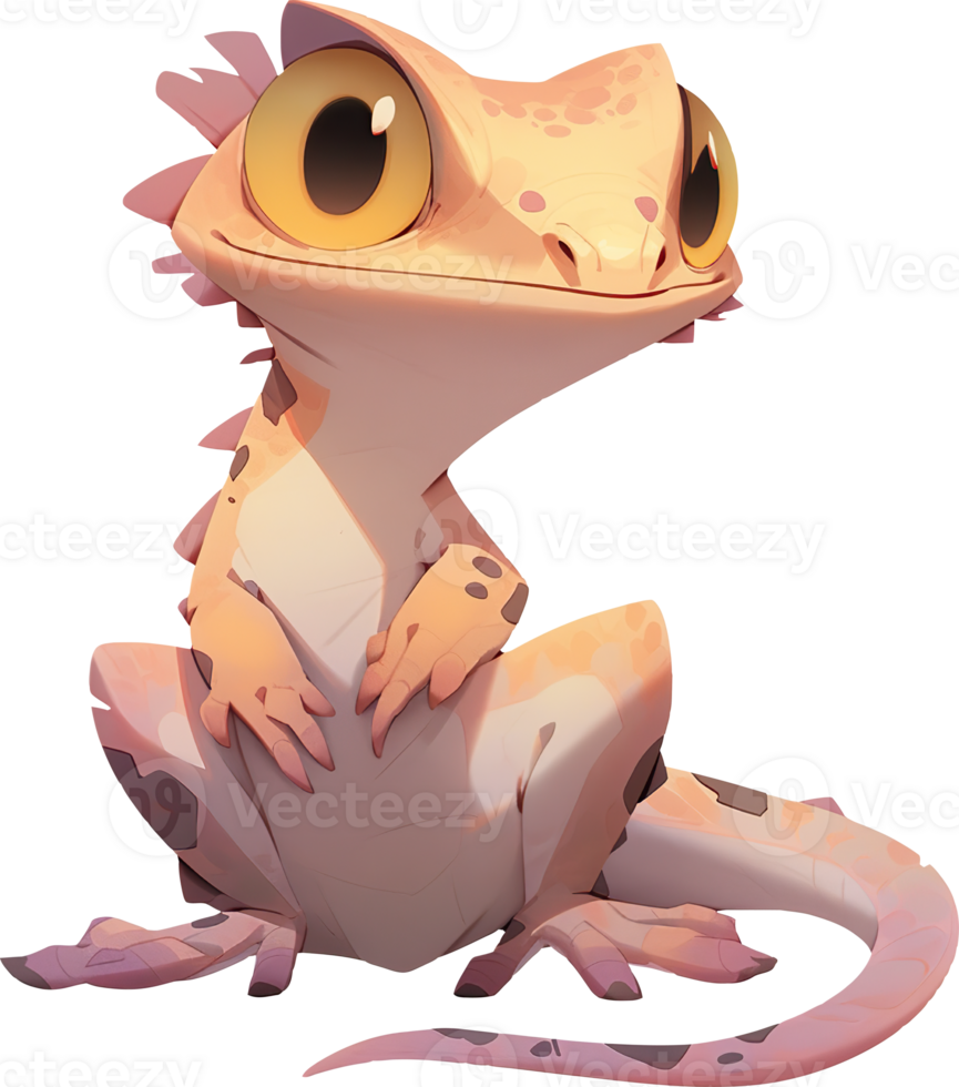 A cartoon of a gecko with a picture of a frog on it with png