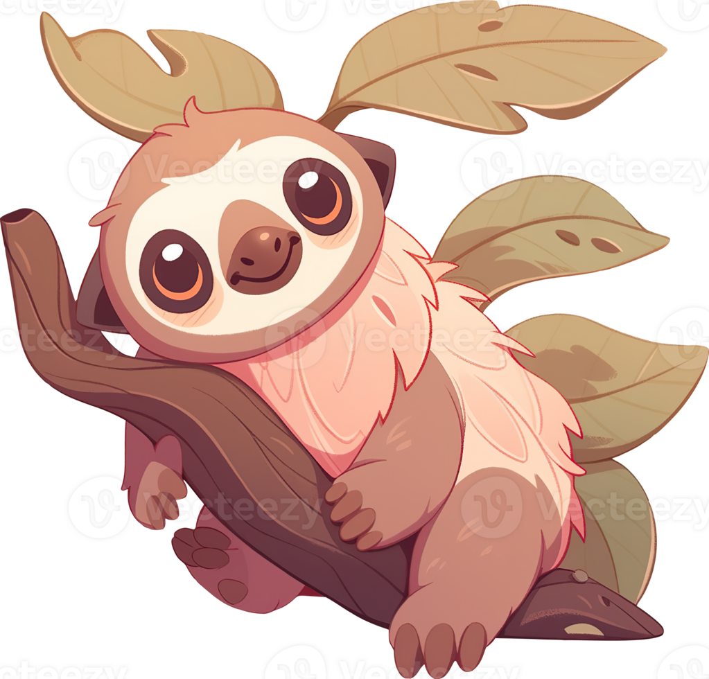 Sloth Charm Embracing the Essence of Leisure with AI Generated png