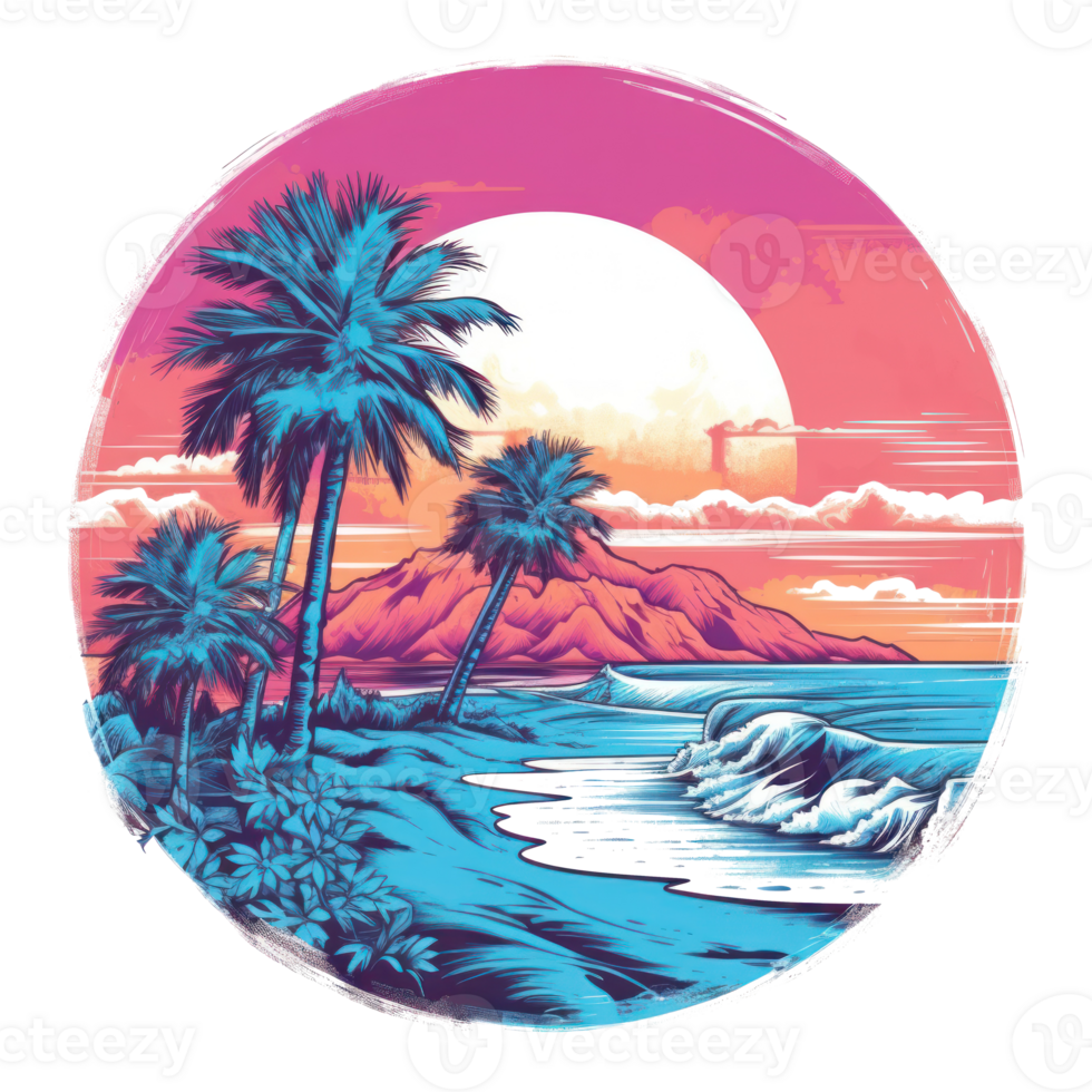 Summer tropical design for T-shirt png