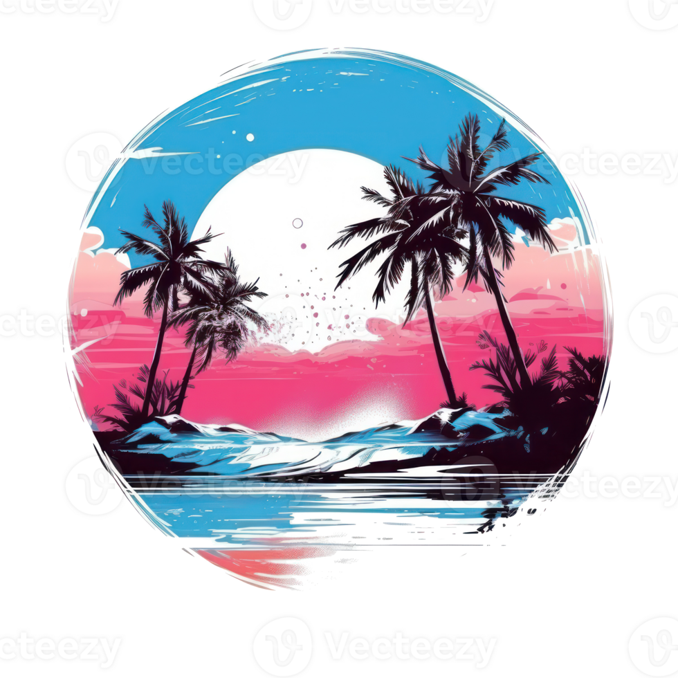 Summer tropical design for T-shirt png