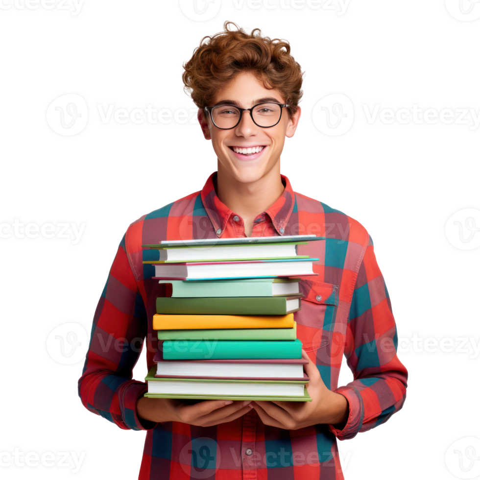 gelukkig leerling jongen met boeken geïsoleerd png