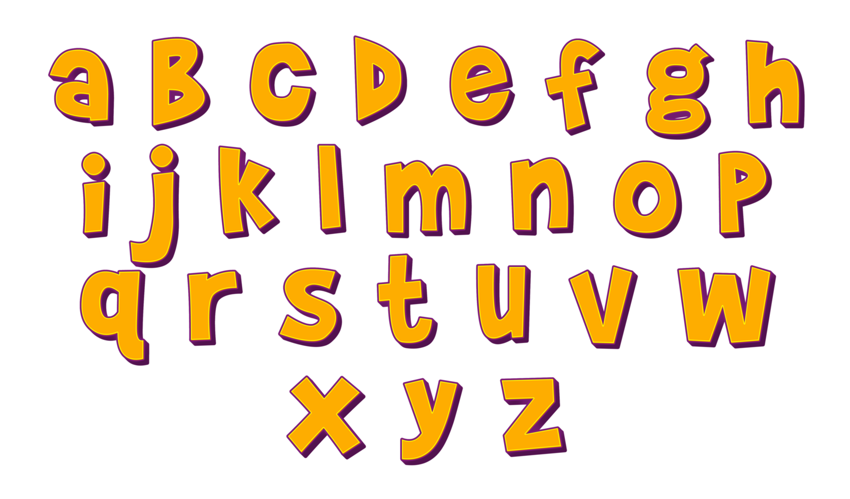 3D alphabet text effect A to Z png
