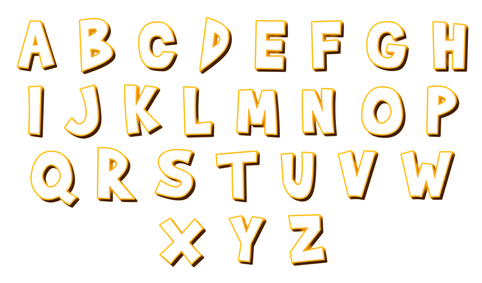 3D alphabet text effect A to Z png