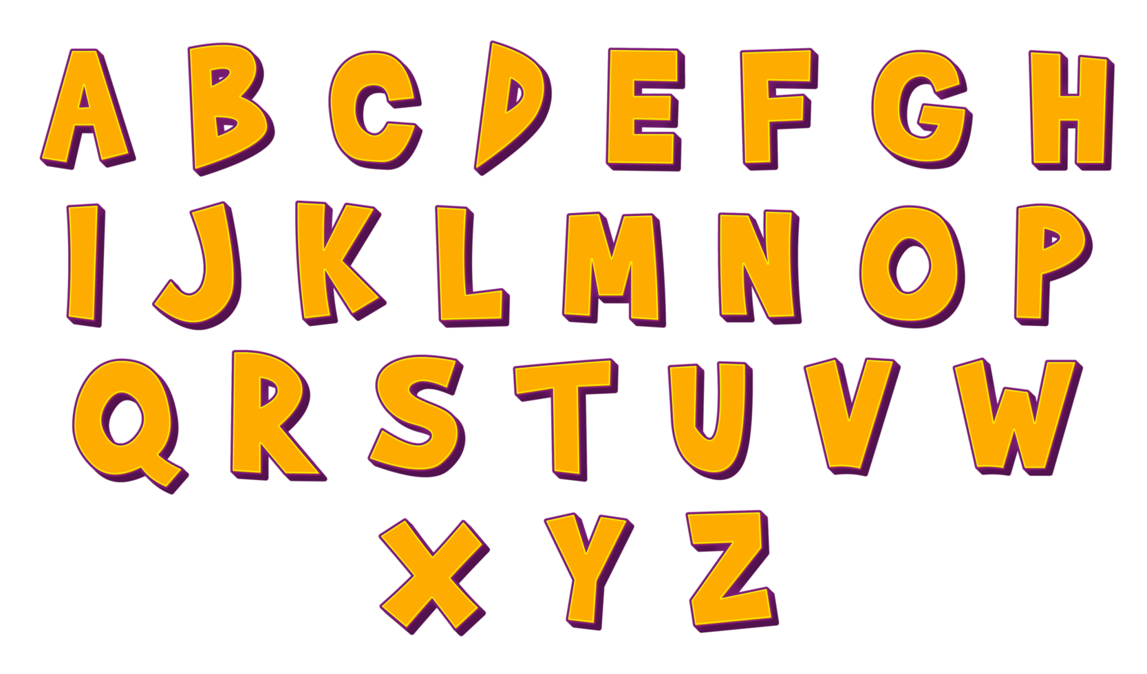 3D alphabet text effect A to Z png