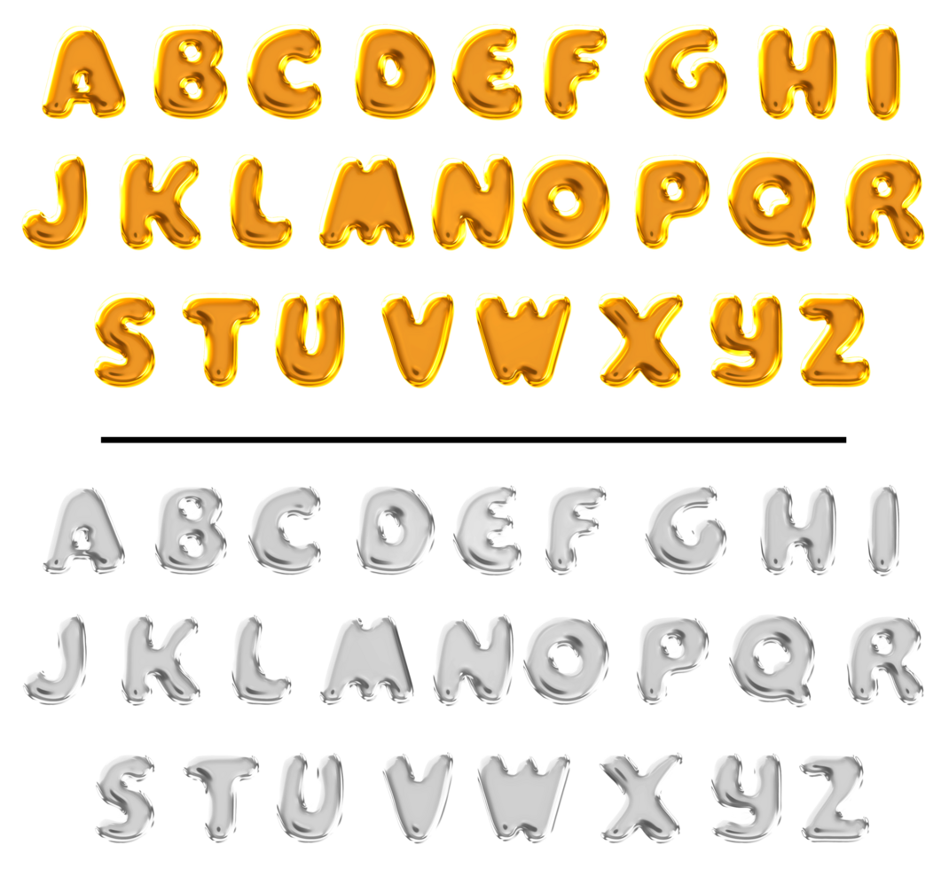 3D alphabet text effect A to Z png