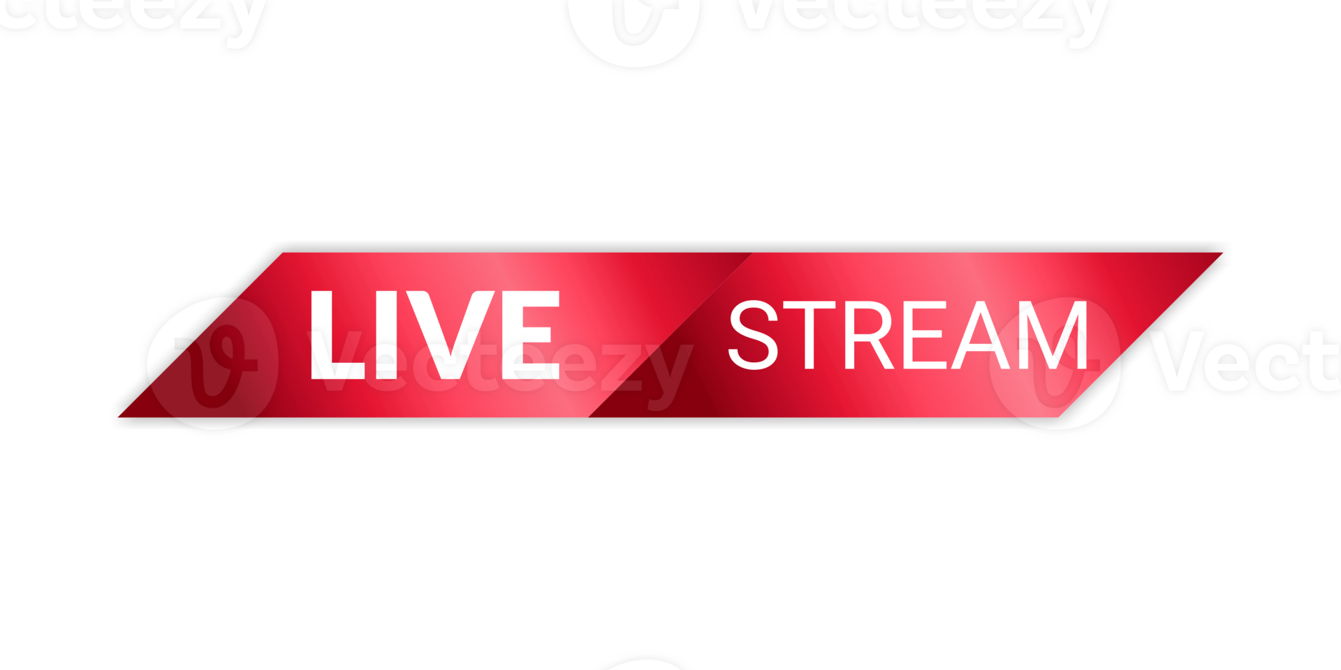 live icon red with play button icon on transparent background png
