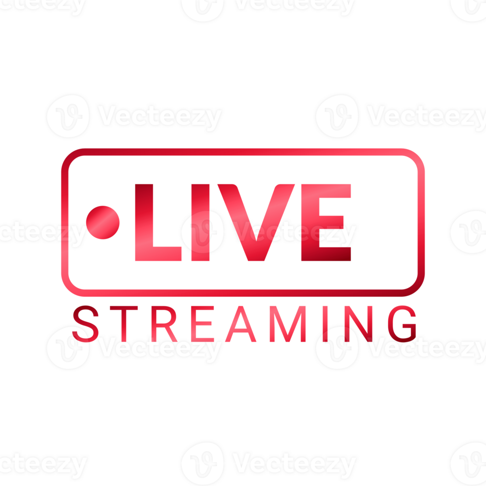 live icon red with play button icon on transparent background png