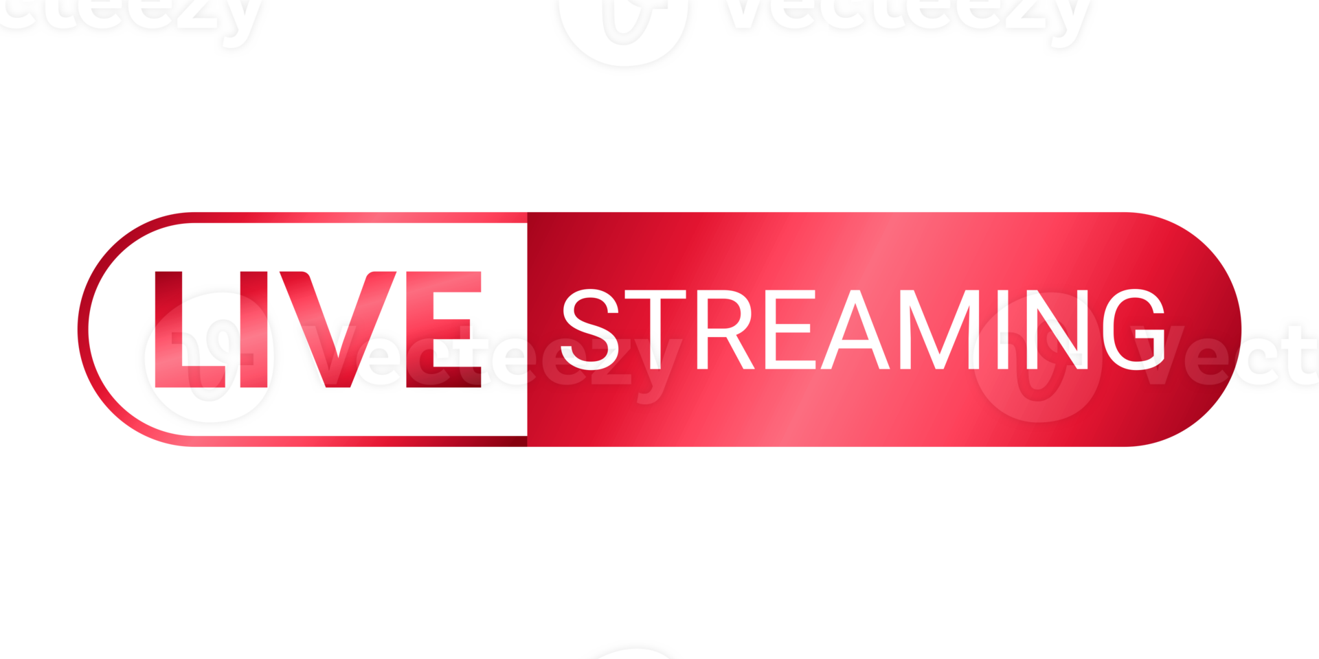 live icon red with play button icon on transparent background png
