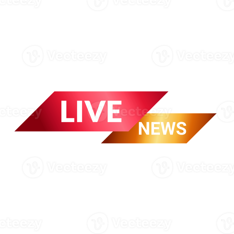 live icon red with play button icon on transparent background png