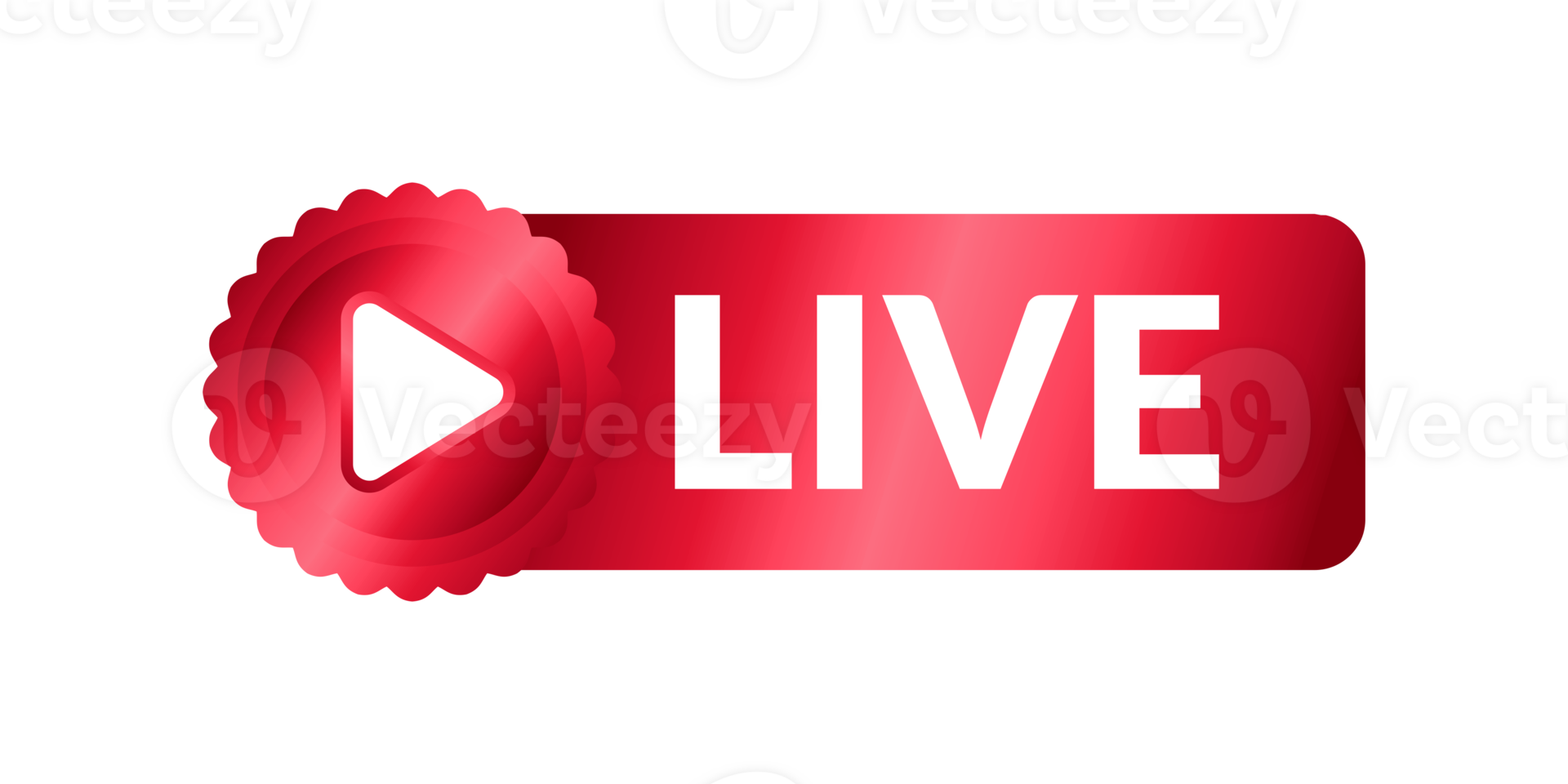 live icon red with play button icon on transparent background png
