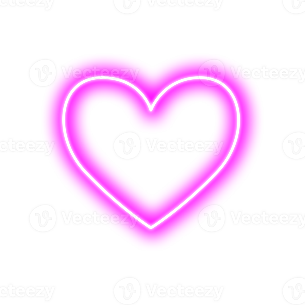 pink neon light heart icon glows in the light png