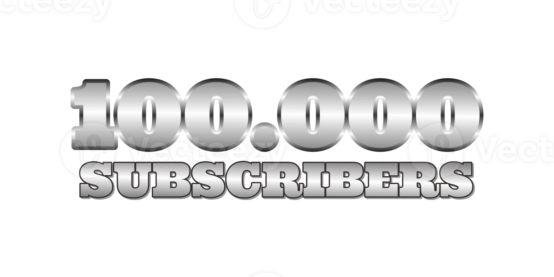 Silver text effect 100k subscribers png