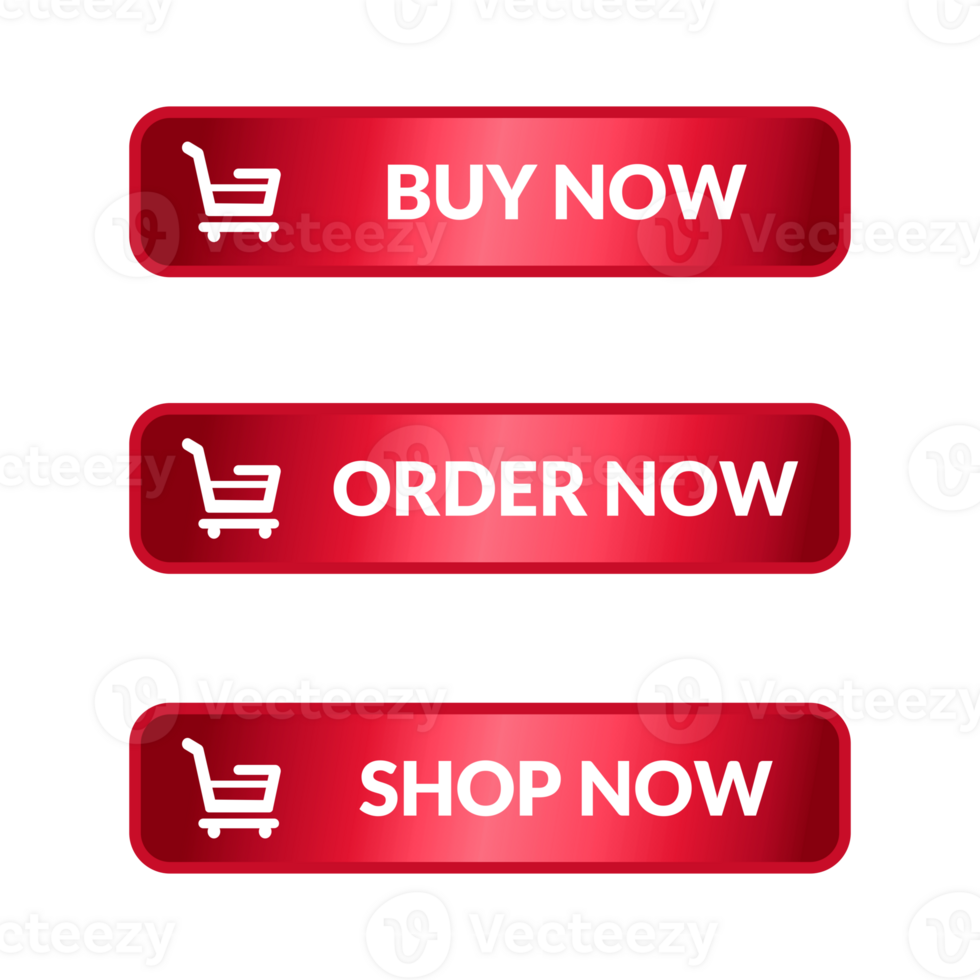 Buy now, shop now, order now, red icon. Button vector. Web button illustration. png