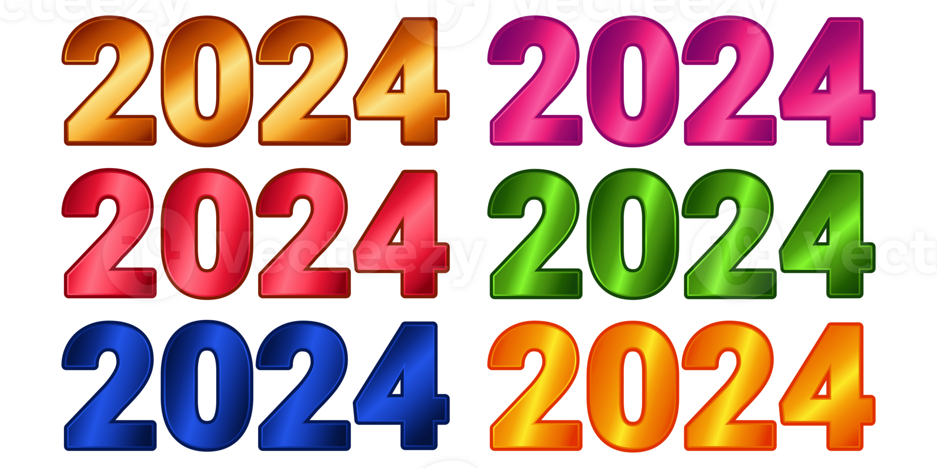 2024 número coleção completo moderno colorida 3d png