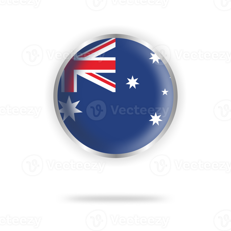 Australia flag circle design with transparent background silver frame png