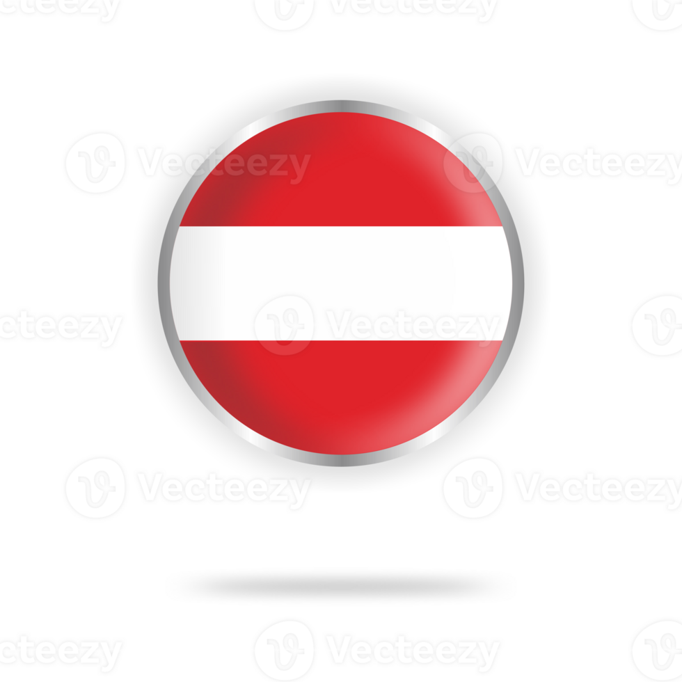 Austrian flag circle design with transparent background silver frame png