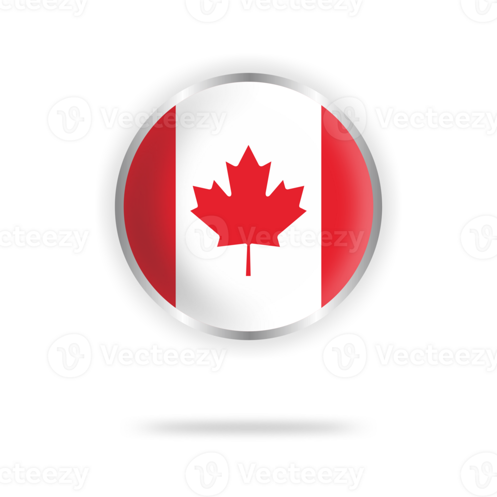 canadiense bandera circulo diseño con transparente antecedentes plata marco png