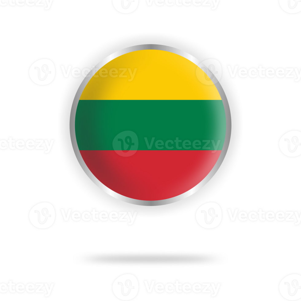 Lithuanian flag circle design with transparent background silver frame png
