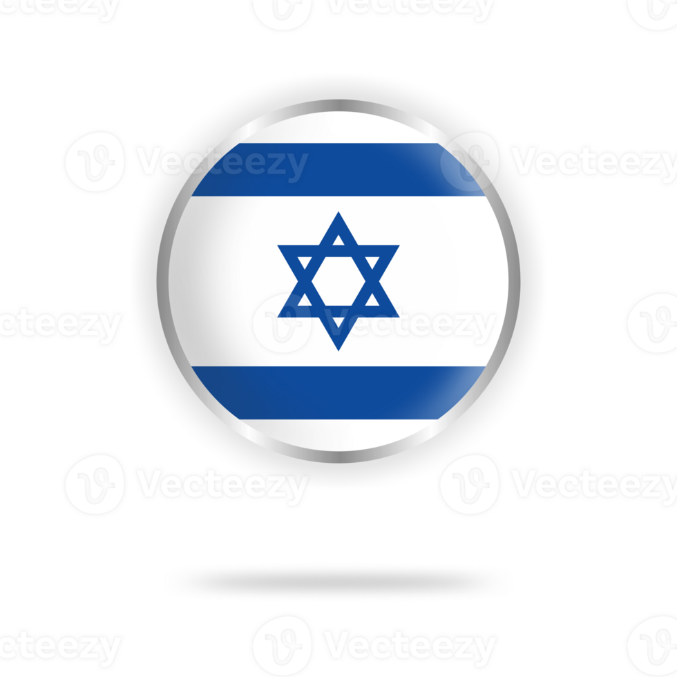 Circle israel flag design with transparent background silver frame png