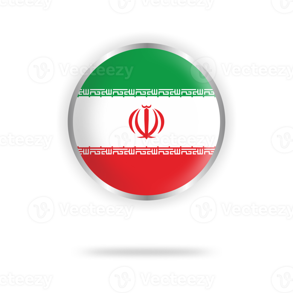 Iran flag circle design with transparent background silver frame png