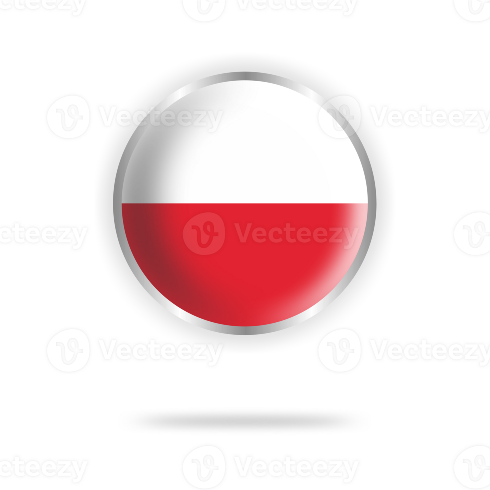 Poland flag circle design with transparent background silver frame png