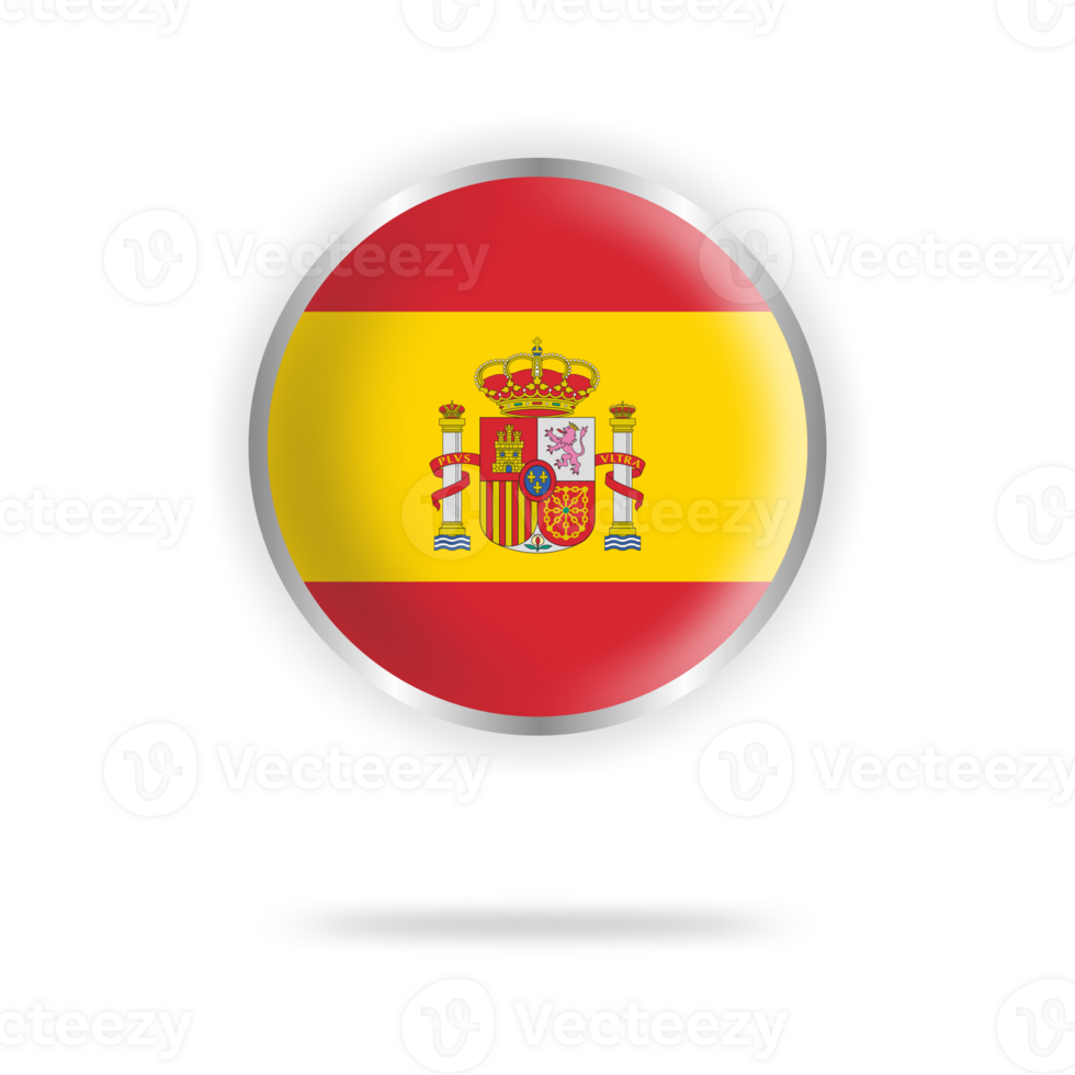 spain flag circle design with transparent background silver frame png