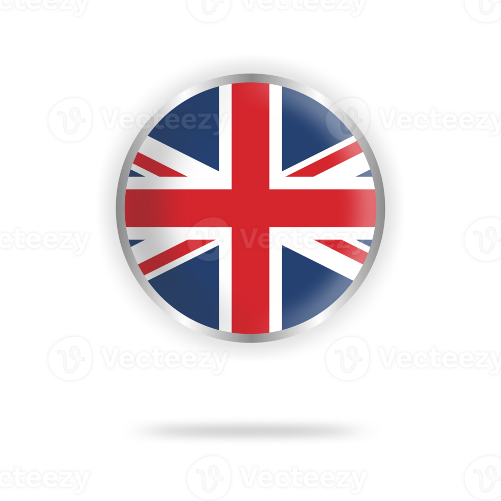 united kingdom flag circle design with transparent background silver frame png