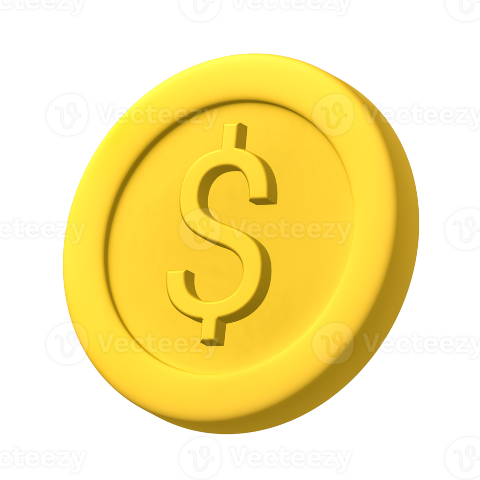 Low poly money coin with Dollar sign png