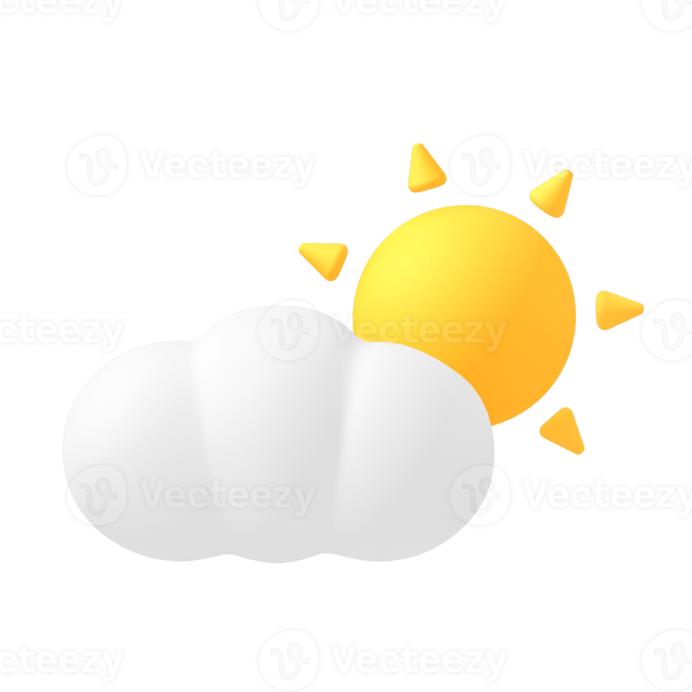Sun and Cloud weather icon symbol Low poly png