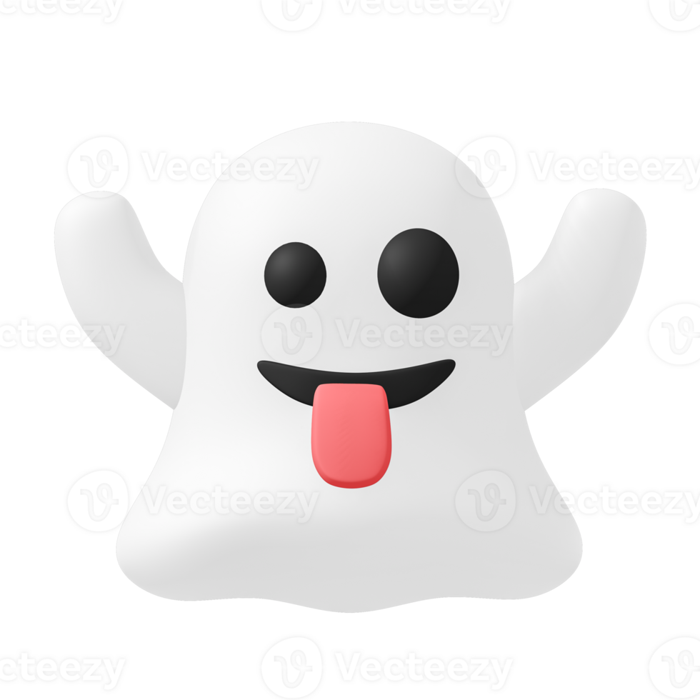 Low poly cartoon ghost with mocking face png