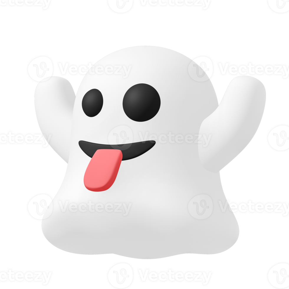 Low poly cartoon ghost with mocking face png