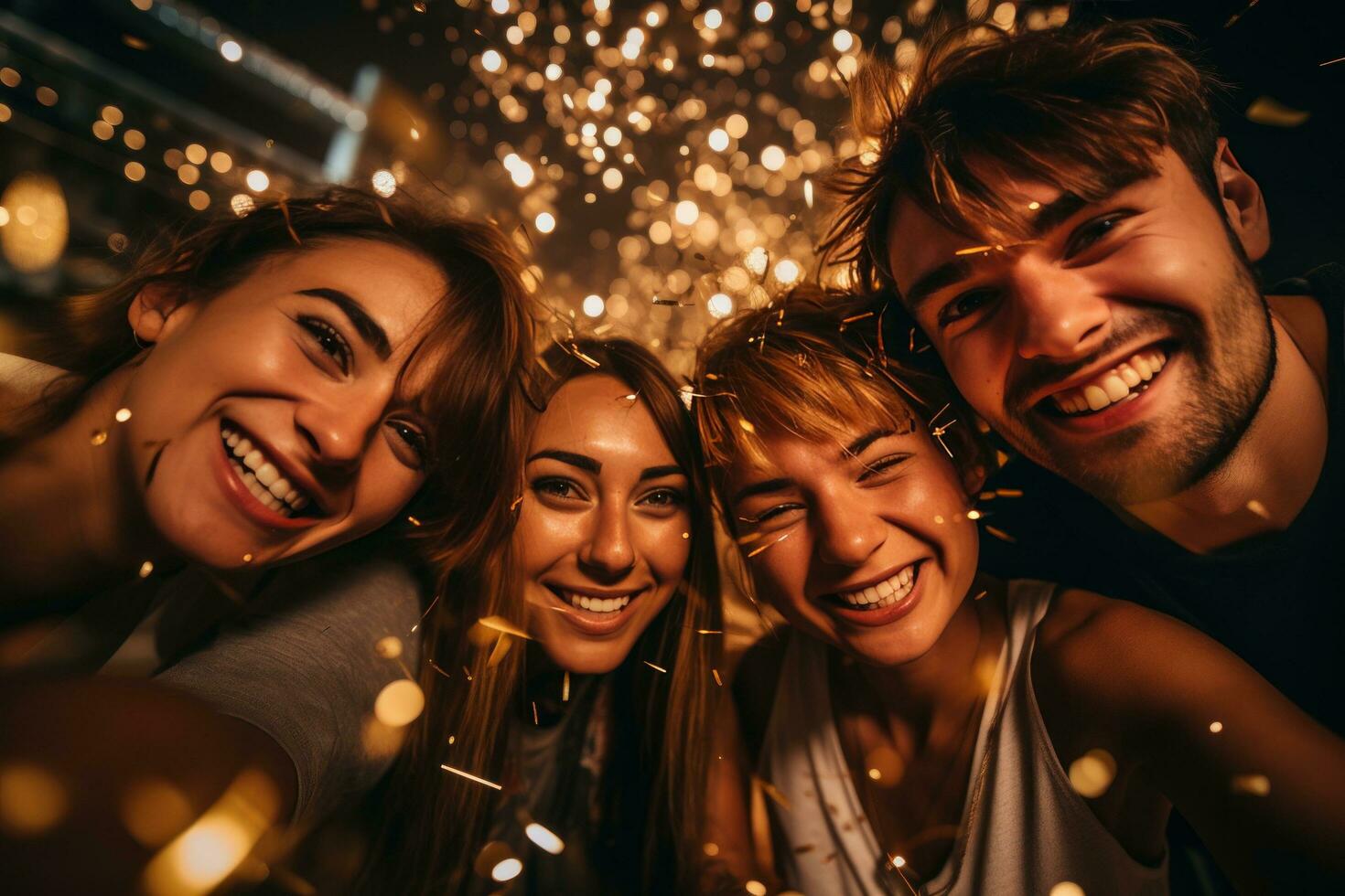 Group of friends celebrating New Year Eve photo