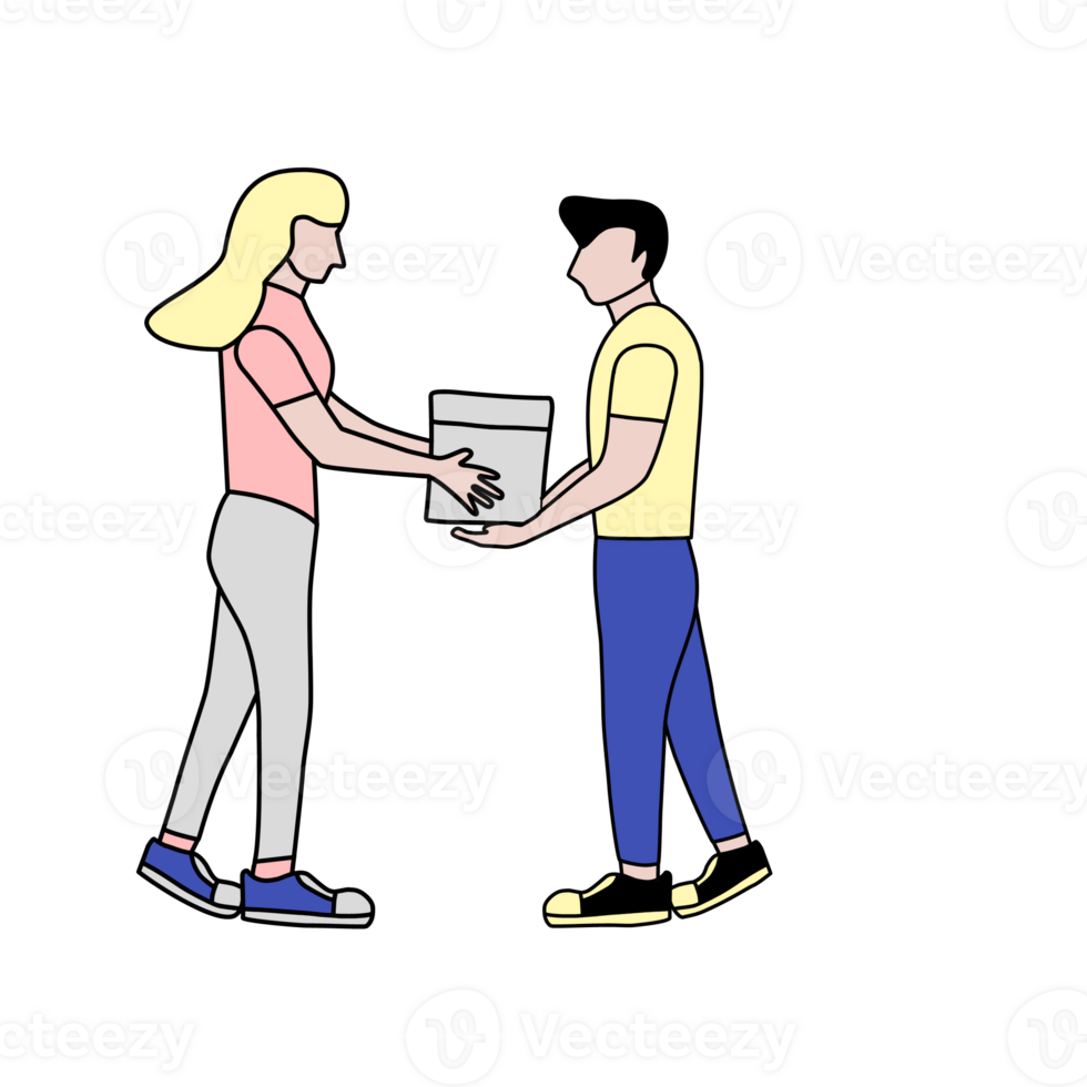Illustration of a woman giving a gift png