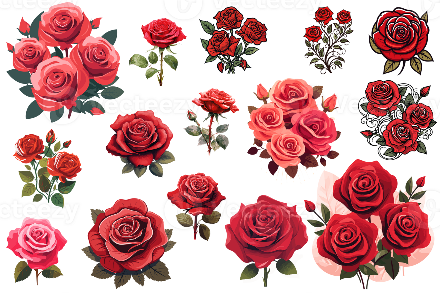 A Collection Of Flower - Generative Ai png
