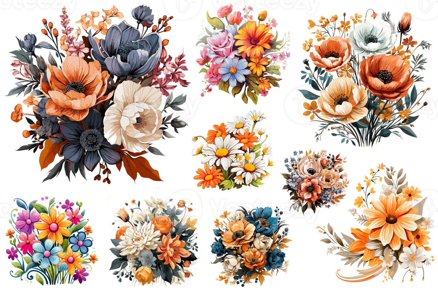 A Collection Of Flower - Generative Ai png