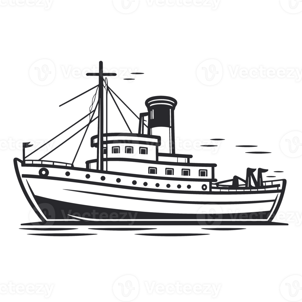 Beautiful Ship Silhouette - Generative Ai png