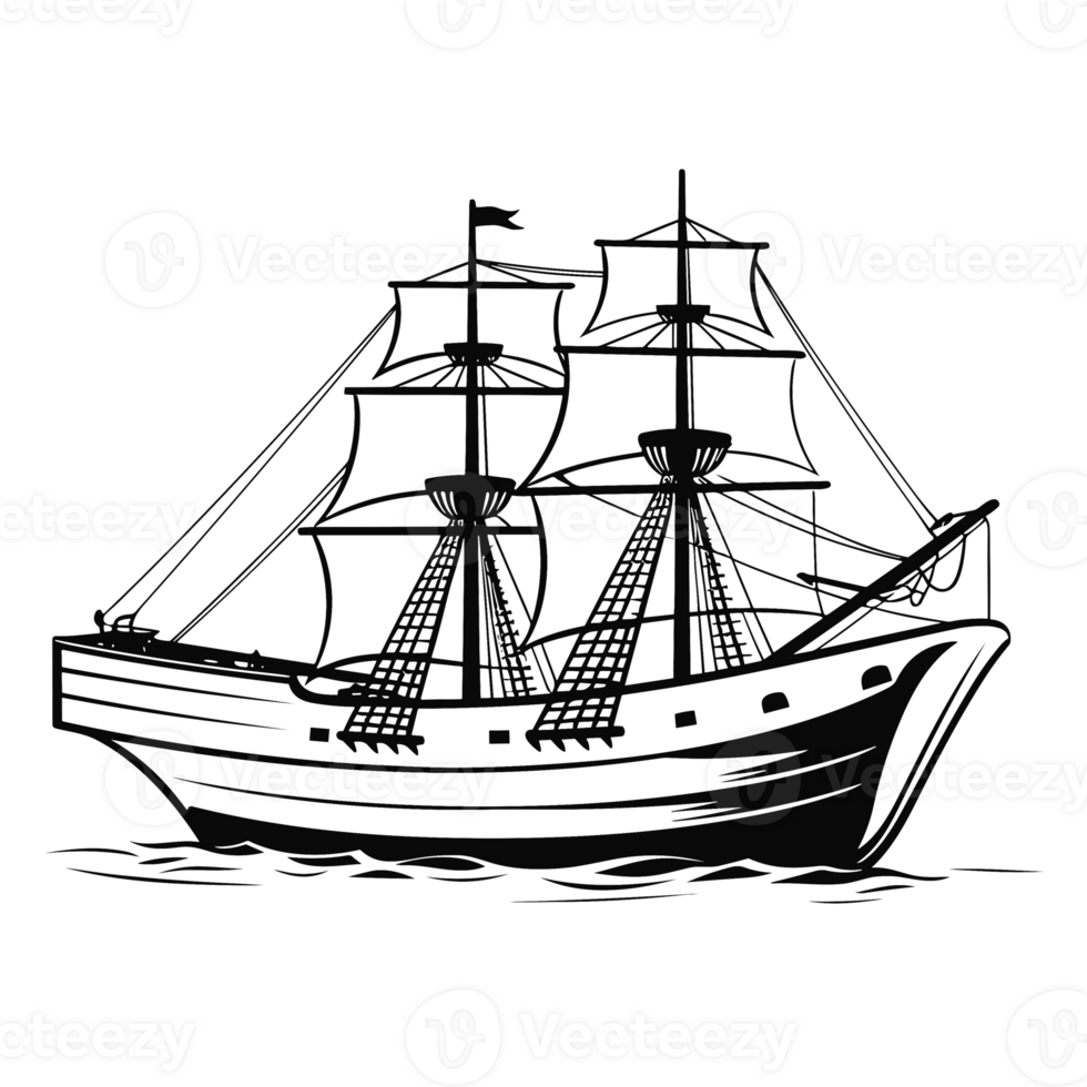 Beautiful Ship Silhouette - Generative Ai png
