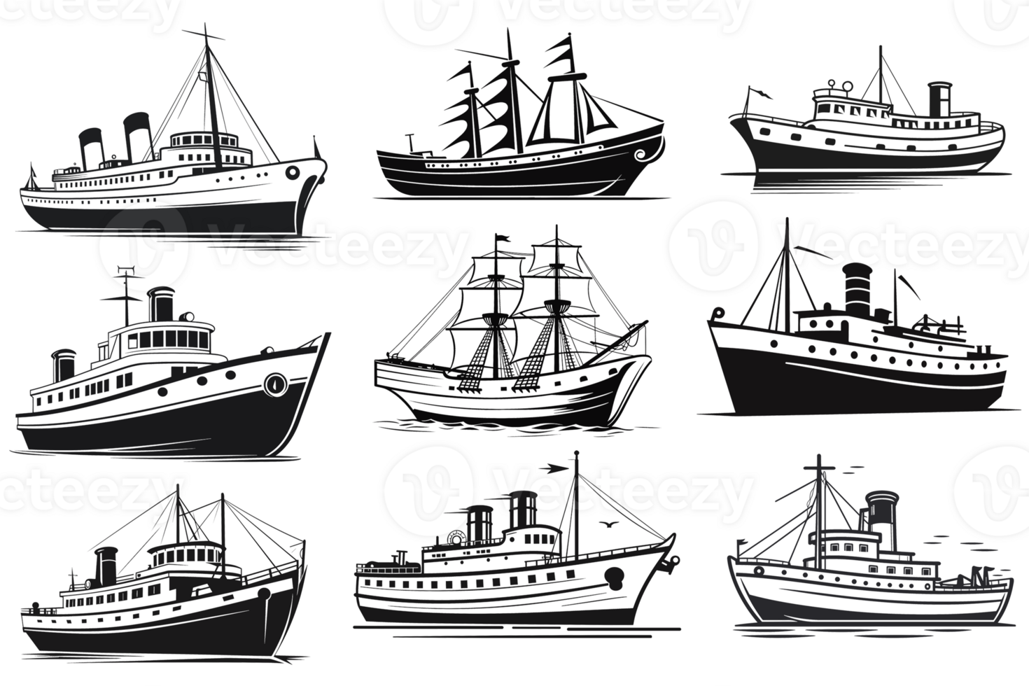Beautiful Ship Silhouette - Generative Ai png