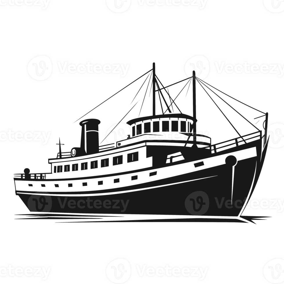 Beautiful Ship Silhouette - Generative Ai png