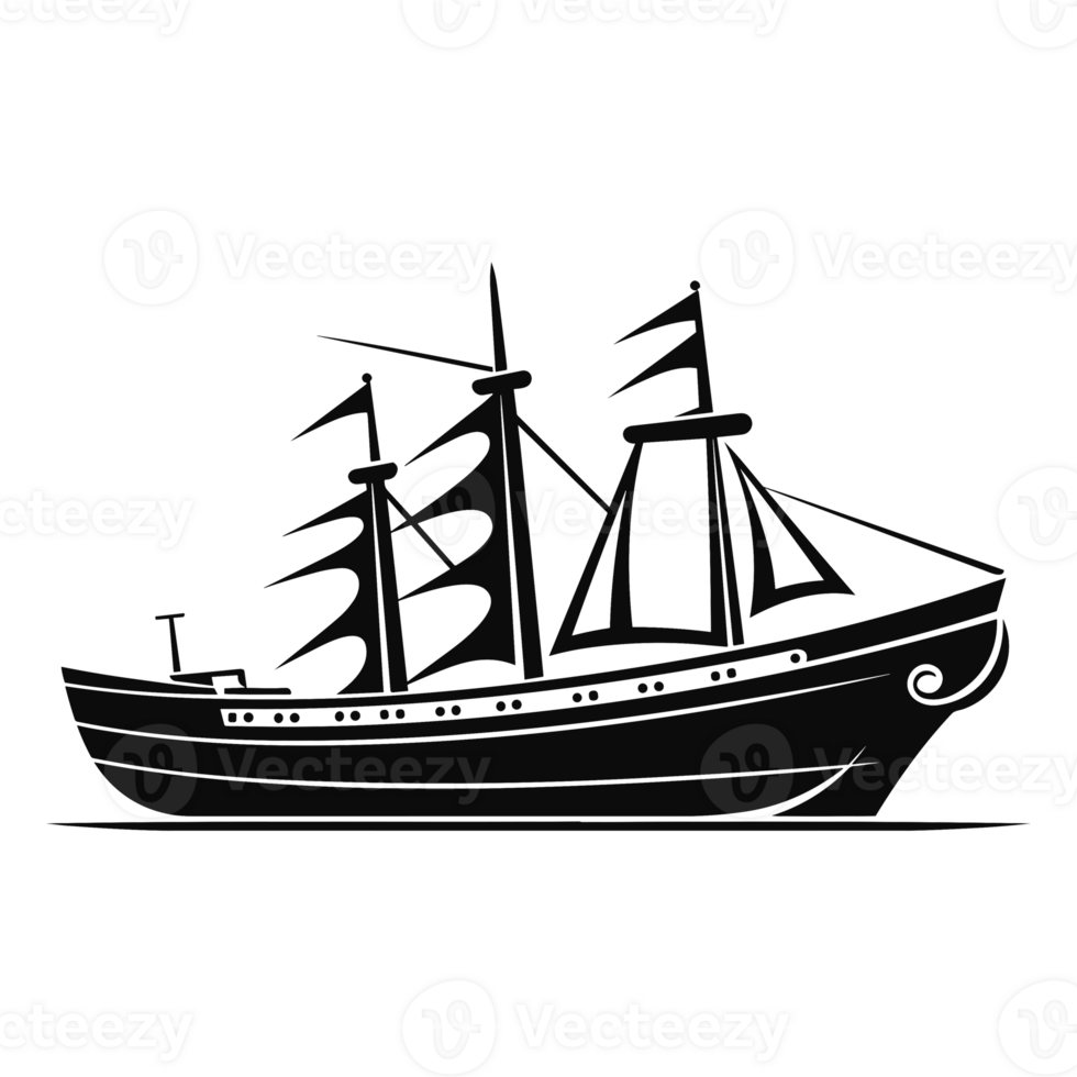 Beautiful Ship Silhouette - Generative Ai png